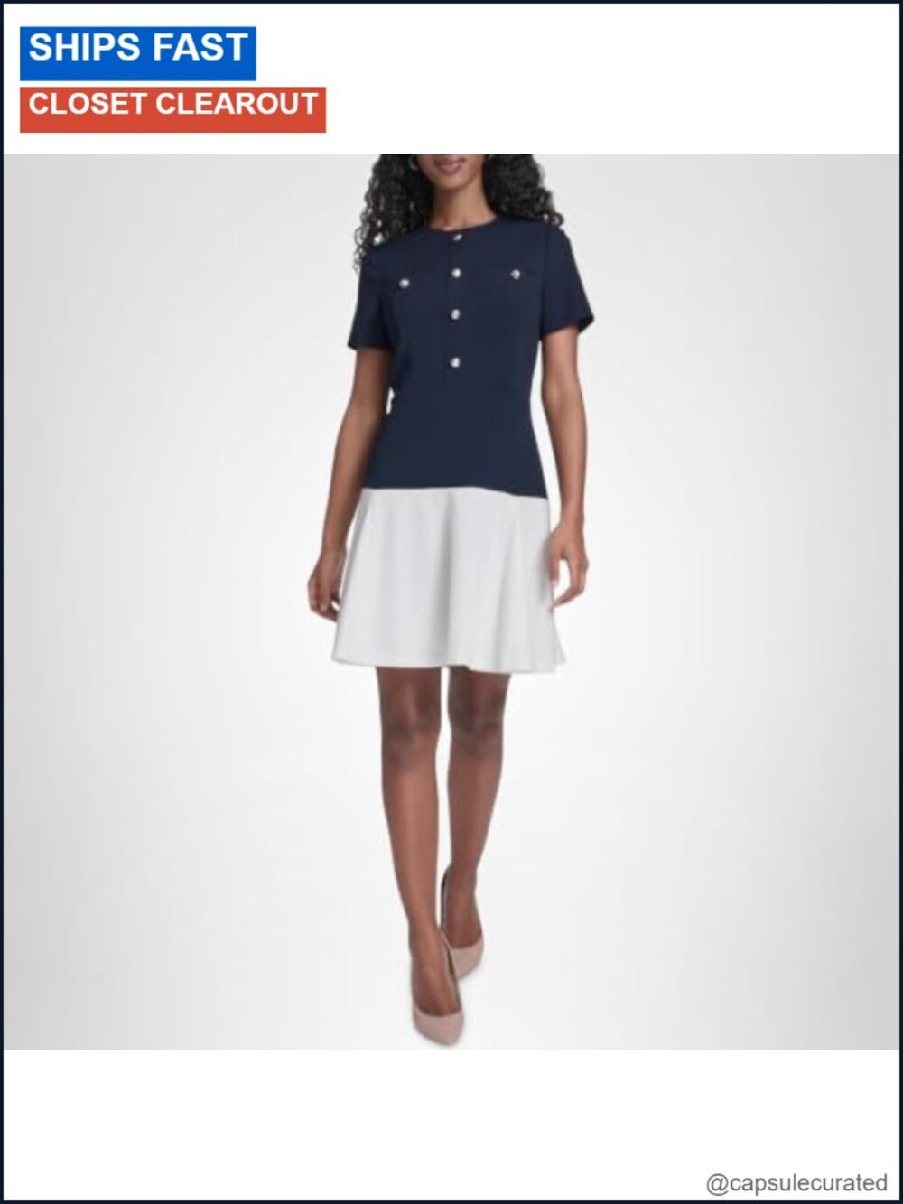 Sparkle Boucle Knit Fit and Flare Mini Dress, Short Sleeve, Zipper Closure